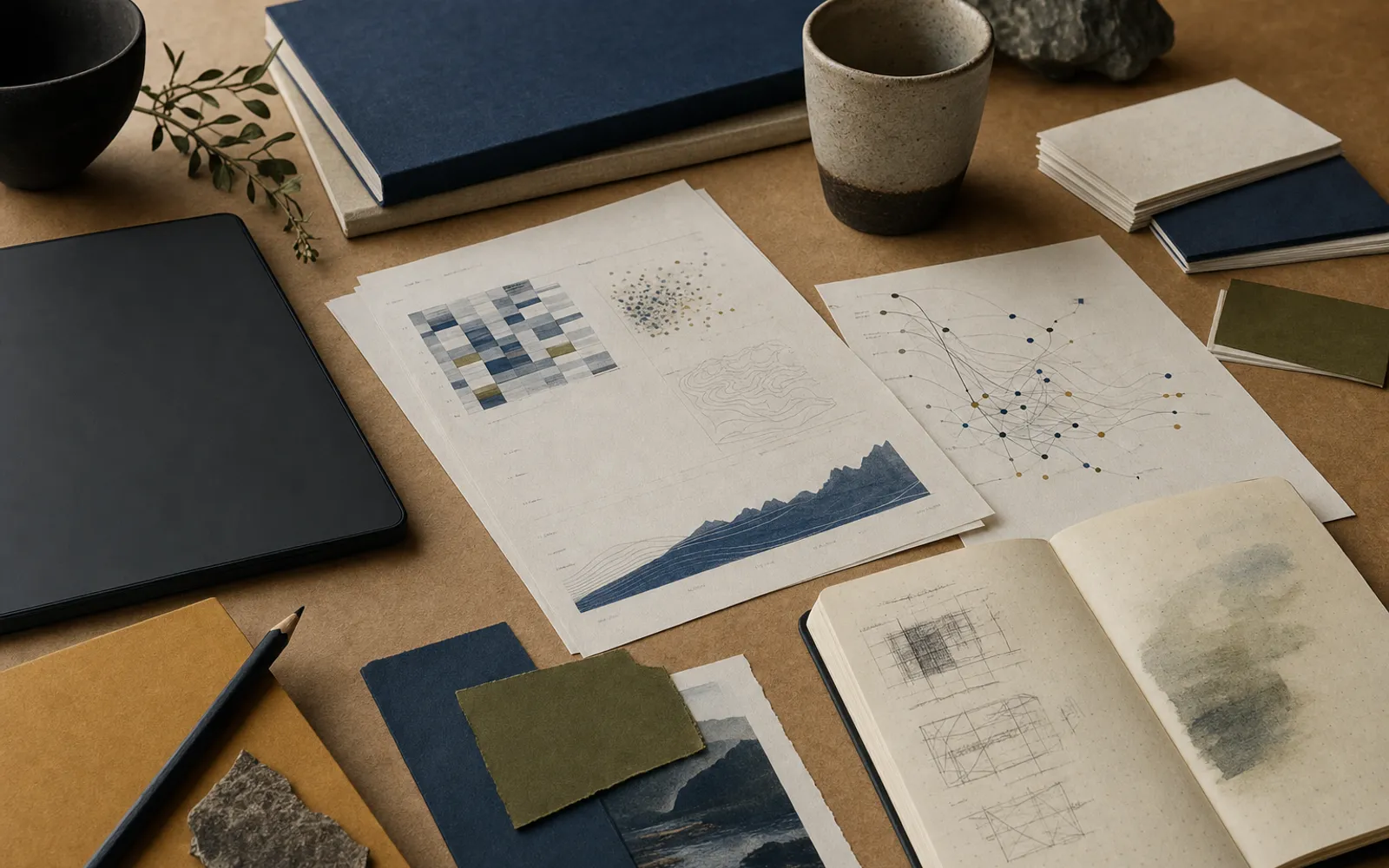 Editorial still life of analytics and systems work